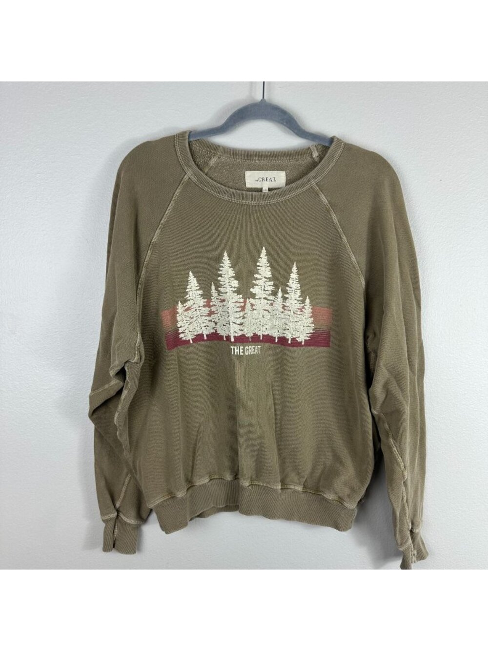 The Great Forest Tree Print Pullover Crew Neck 2 M Cotton Lightweight Breathable